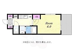 エステムコート大阪ウエスト2 1Kの間取図画像