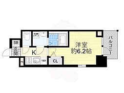 エスリード大阪LIVRE 1Kの間取図画像