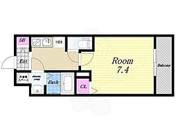 レオンヴァリエ大阪ベイシティ 1Kの間取図画像