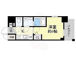 エスリード大阪ドームシティ 1Kの間取図画像