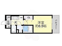 エスリード弁天町LUCENTE 1Kの間取図画像