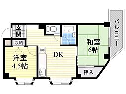 サクラハイツ 2DKの間取図画像