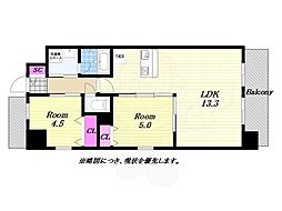 スプランディッド大阪ベイサイドDUE 2LDKの間取図画像