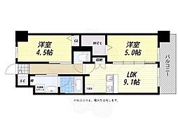 スプランディッド大阪ベイサイドDUE 2DKの間取図画像