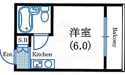 ロイヤルレスト本田 ワンルームの間取図画像
