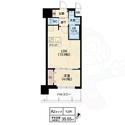 スプランディッド弁天町 1LDKの間取図画像