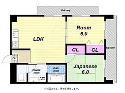 築港武智マンション 2LDKの間取図画像