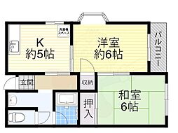 デイルーチェ鶴町 2Kの間取図画像
