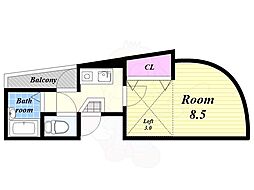 レジデンス夕凪 1Kの間取図画像