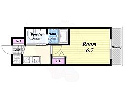 エグゼ大阪ドーム 1Kの間取図画像