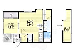 めぞん九条 1LDKの間取図画像