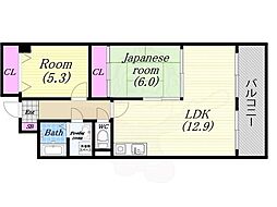 福本ハーバービュースクエア 2LDKの間取図画像