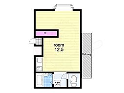 クレセール春日出 ワンルームの間取図画像