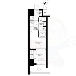 弁天町PrimaryOne 1DKの間取図画像