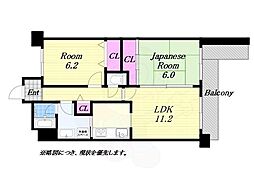 ベルメイト長居 2LDKの間取図画像