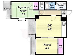 グレース太陽 2DKの間取図画像