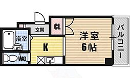 ハーモニー弁天 1Kの間取図画像