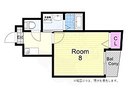 アバンス南市岡 1Kの間取図画像