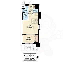 スプランディッド弁天町 1LDKの間取図画像