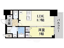 アドバンス大阪ソルテ 1LDKの間取図画像