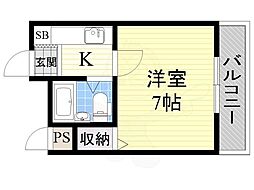 大正メゾン 1Kの間取図画像