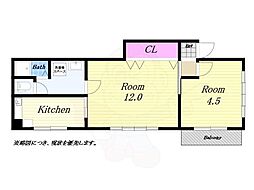 赤丸第2ビル 2Kの間取図画像