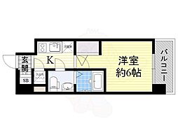エスリード弁天町ベイコート 1Kの間取図画像