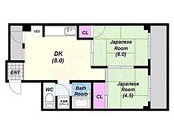 サンハイムホシバ 2DKの間取図画像