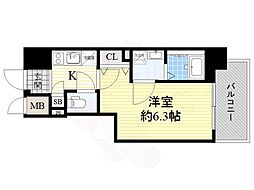 エスリード大阪ドームシティ 1Kの間取図画像