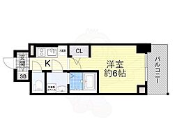 エスリード大阪LIVRE 1Kの間取図画像