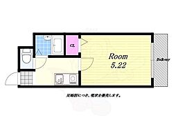 エナ阿波座西 1Kの間取図画像