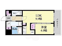 ラブニール西長堀パークフロント 1LDKの間取図画像