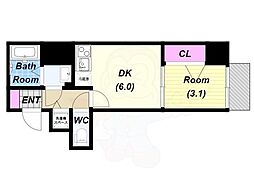 ワールドアイ大阪ドームシティ2 1DKの間取図画像