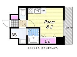 J-YERL朝潮橋 1Kの間取図画像