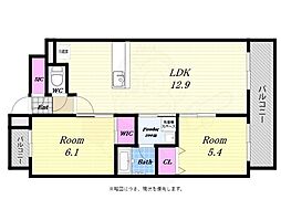 南市岡3丁目新築マンション 2LDKの間取図画像