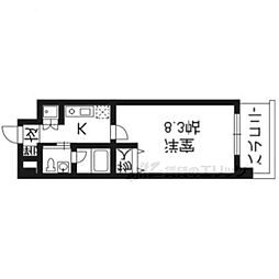 京都市営烏丸線 烏丸御池駅 徒歩4分の賃貸マンション 9階1Kの間取り