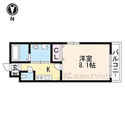 ブランドールＯ＆Ｎ 3階1Kの間取り