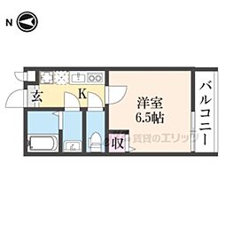 京阪本線 七条駅 徒歩9分の賃貸アパート 2階1Kの間取り