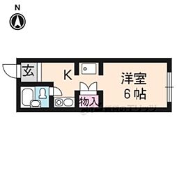 叡山電鉄叡山本線 茶山・京都芸術大学駅 徒歩9分の賃貸マンション 2階1Kの間取り