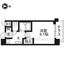 プレサンス京都四条烏丸 1Kの間取図画像