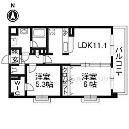 プレサンス京大前 2LDKの間取図画像