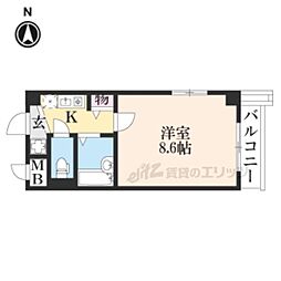 ロイヤルヴィンテージ三十三間堂 1Kの間取図画像