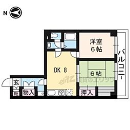 グレースコート堀川 2LDKの間取図画像