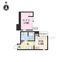 パークテラス丹波口 1Kの間取図画像