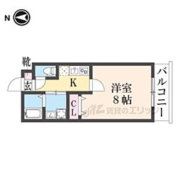 グランディール円町 1Kの間取図画像