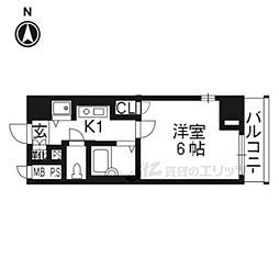 リーガル京都河原町3 1Kの間取図画像
