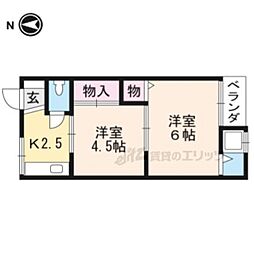 泉荘 2Kの間取図画像