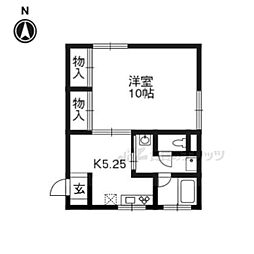 プルーリオン下鴨 1Kの間取図画像