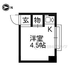 長谷川ハイツ ワンルームの間取図画像