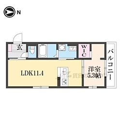アイル京都山科 1LDKの間取図画像